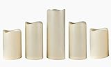 Lily's Home Set of 5 Flameless Indoor & Outdoor Bisque LED Candles with Timer.