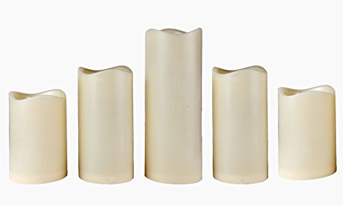 Lily's Home Flameless Flickering LED Resin Waxless Candles, for Indoor or Outdoor Use, Battery Powered with Timer, Safe for Use Around Kids and Pets, Bisque (3
