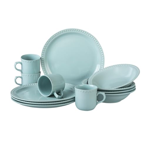 Santa Anita Vajilla de Porcelana Mauve Jade Turquoise 12 piezas