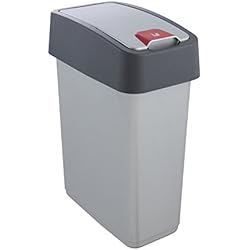 Cubo Basura Rectangular keeeper Papelera Premium con tapa abatible, Soft Touch, 10 l, Magne, Plateado (Light Silver)