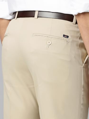 Image of Majestic Man Men's Slim Fit Solid Formal Trousers | Button and Zip | Side, Back Pockets | Italian Design | Office Wear /Executive Wear /Corporate Events /Business Meetings /Suit Pants