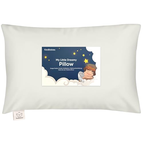 Image of Toddler Pillow with Pillowcase, 13x18 My Little Dreamy Pillow (Pearl Gray) | Kids Travel Bed Pillow for Sleep, Organic Cotton Small Pillowcase, Soft, Breathable, Machine Washable, Toddlers 2-5 years old