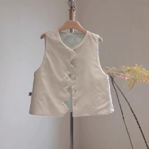 Chaleco de jacquard para mujer delgado estilo nacional reversible con cuello redondo cómodo 4