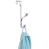 InterDesign York Lyra Over Door Organizer Hook for Coats, Hats, Robes, Clothes or Towels – Dual Hook, Chrome