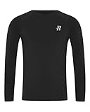 Runhit Sportshirt Funktionsshirt Kinder Langarm, Kompressionsshirts für Jungen Unterziehshirt Base Layer Schnell Trocknend Top für Fussball Laufen Training Outdoor Sport, Schwarz 7-8 Jahre