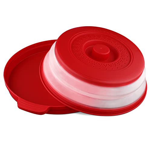 Microwave Splatter Cover With Plate Tray Set Microwave Cover For Food Bpa Free 10.6 Inch Lid Microwave Splatter Guard Fit More Plates (Red) #TOP17