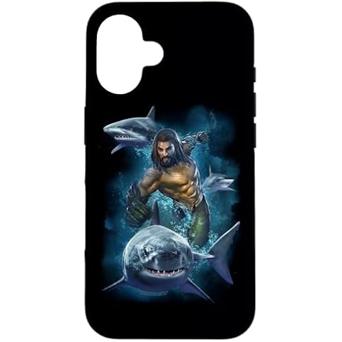 Aquaman iPhone 16 Swimming With Sharks Case Cover