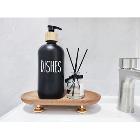 Wooden Vanity Bathroom Trays，Soap Dish Holder,Plant Pot Holder Bathroom Counter Organizer Wooden Decorative Trays (8.6×4.3 Inch) Cover