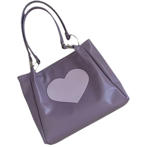 Cabas pourpre en PU Angoily grand format avec une bandoulière résistante pour femme