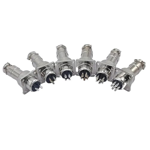 Conector GX12 aviación de brida cuadrada de 12mm y pines múltiples para panel, kit de 5 3