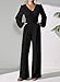 Pink Queen Sexy Jumpsuits for Women Party V Neck High Waist Wide Leg Pant Suits Date Night Outfits Black L