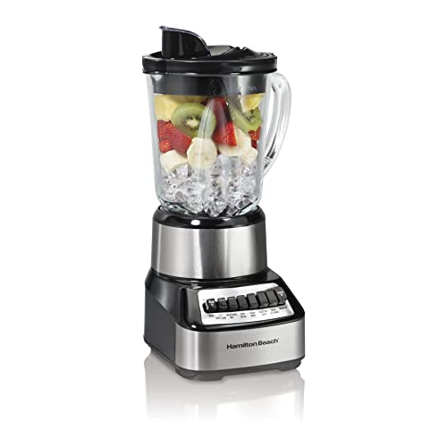 Image of Hamilton Beach Wave Crusher Blender For Smoothies With 40 Oz Glass Jar and 14 Functions, Ice Sabre Blades & 700 Watts for Consistently Smooth Results, Black + Stainless Steel (54221) (Pack of 2)