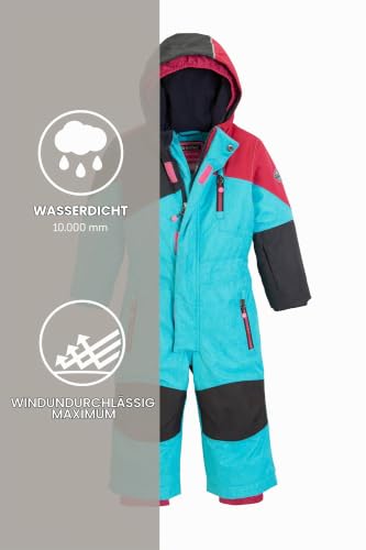 Killtec Unisex Kinder Kesley Mini Skioverall Schneeanzug Mit Kapuze 10 000 Mm Wassers ule Wasserdicht, Türkis, 86-92 EU – Ansicht 6