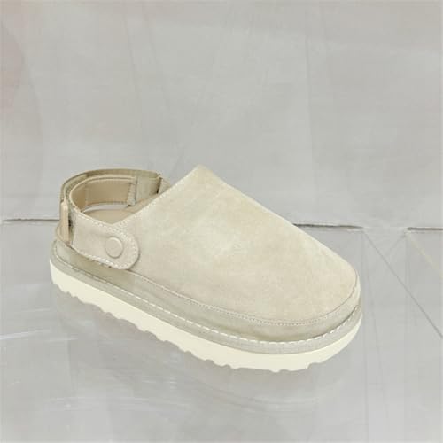 Hexnart Women's Adjustable Platform Clogs - Comfortable Non-Slip Suede Slippers for Indoor and Outdoor Use