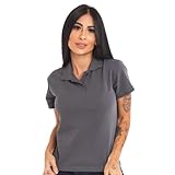 Polo Feminina Camisa Gola Uniforme Piquet Camiseta Tamanho P ao GG Cores (BR, Alfa, G, Regular, Cinza Chumbo)