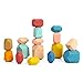 TOOKYLAND 16 Pcs Wooden Soring Stacking Balancing Stone Rocks,Wooden Stacking Blocks Set,Colorful Educational Montessori Puzzle Toys Set for Toddlers Kids 3+â€¦â€¦