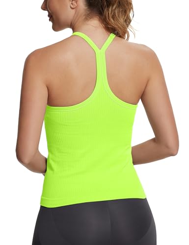 Image of MathCat Seamless Workout Tank Tops with Built in Bra,Racerback Athletic Tank Tops Ribbed Soft Yoga Shirts XS-XL