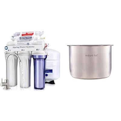 iSpring RCC7AK, NSF Certified 75 GPD, Alkaline 6-Stage Reverse Osmosis System & Instant Pot Stainless Steel Inner Cooking Pot 8-Qt, Polished Surface, Rice Cooker, Stainless Steel