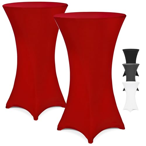 Detex® 2X Housses de Table de Bar bistrot Ronde Bordeaux-Rouge Ø60-65 cm Nappe Mange Debout Protection Table Cocktail