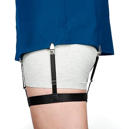 shank Metal Men Shirt Stays Adjustable Casual Style Elastic Shirt Garter Shirts Holder With Non-Slip Locking Clamps For Police Military (Black)-picture-41