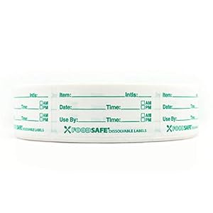 Dissolvable by Food Safe – Leaves No Adhesive Residue Dissolves in Water in 30 Seconds Perfect for Reusable Containers – 500 Labels Per Roll