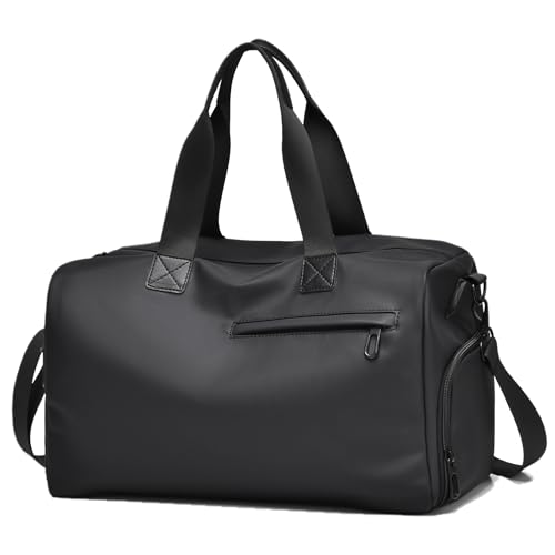 18L Waterproof Gym Duffel Bag with Shoe Compartment & Wet Pocket for Men Women, Small Personal Item Travel Bag, Black