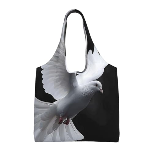Flying Dove Reusable Canvas Tote Bag for Women for Work, Travel, Shopping, College and School, Black, One Size