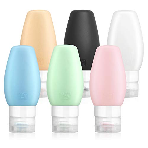 Travel Bottles for Toiletries Tsa Approved，3Oz Leakproof BPA Free Silicone Travel Bottles for Cosmetic Shampoo and Lotion Soap (6 Pack)