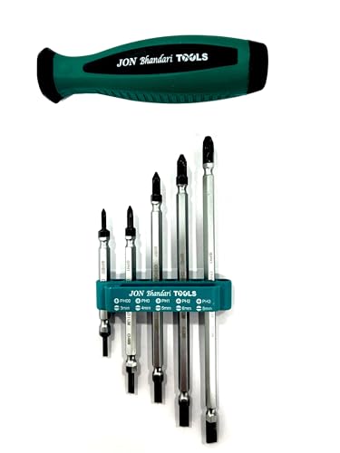 Image of Jon Bhandari Tools 5-in-1 Screwdriver Set | Slotted (3mm-8mm) & Phillips (PH00-PH3) | Multipurpose Precision Tool Kit for Home, Electrical & DIY Use