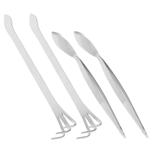 HANABASS Bonsai Tools Set 4pcs Stainless Steel Tweezers Spatula Bonsai Root Hook Gardening Picks Ideal for Succulent Care