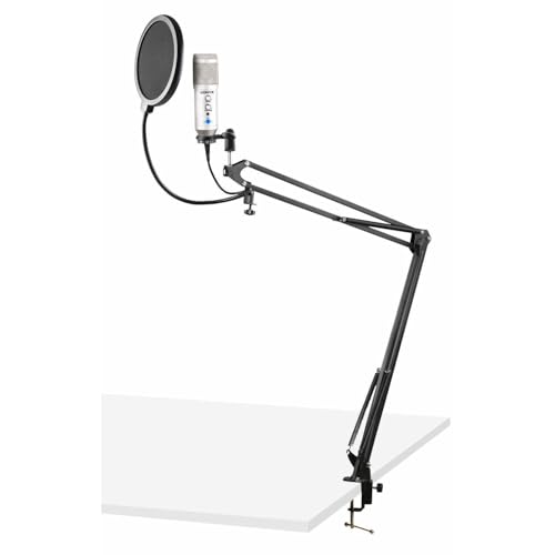 VONYX CMS320S - Microphone Studio USB avec Bras Articulé Réglable et Filtre Anti-Pop - Titane, Micro Professionnel USB, Gain et Écho Réglables, Prise...