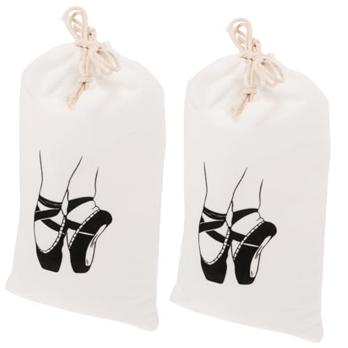 IMIKEYA 2 Piezas Bolsa de Zapatillas de Ballet para Niñas con Cordón Diseño de Lienzo Transpirable Bolsa de Baile para Guardar Zapatos y Ropa Accesorio de para Mujeres y Niñas