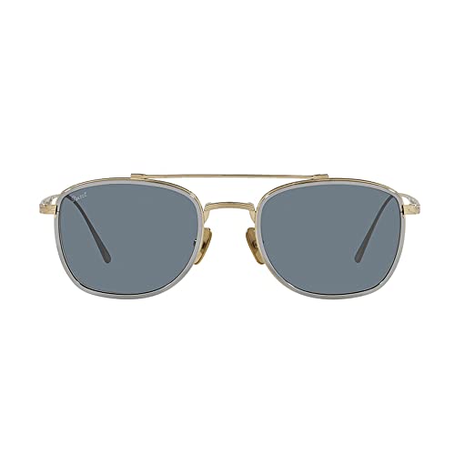 Persol PO 5005ST 800556 Gold Silver Metal Square Sunglasses Light Blue Lens2