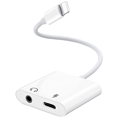 Adaptateur de Casque pour iPhone, Certifié Apple MFi [2 in 1] Adaptateur Lightning vers Jack 3,5 mm Aux Audio Charge Convertisseur d'écouteurs Compatible pour iPhone 13/14/12/11/SE/XS/XR/X/8 P/7 P/7 Cover