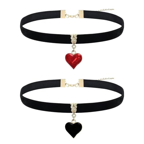 UOPJDD 2 Piezas Collar Cole En Forma De Corazón, Collar Simple Y Elee, Ajustable, Accesorios Creativos para Mujeres, Joyas Góticas.