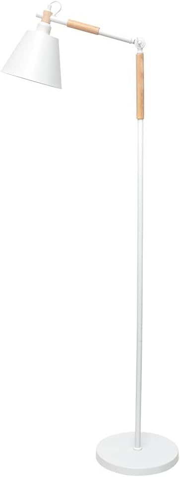 BEL AIR HOME BEL AIR HOME - Vloerlamp OSLO, wit met houten details, in meerdere richtingen draaibaar, ideaal als leeslamp in woon- en eetkamer, E27 lamphouder (lamp niet inbegrepen)