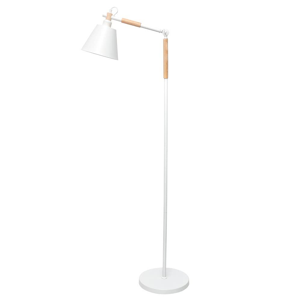 BEL AIR HOME - Pie de Salón OSLO - 1xE27 - diseño nórdico - brazo orientable y detalles en madera - lámpara de lectura y compañera en salas y comedores, portalámparas E-27.