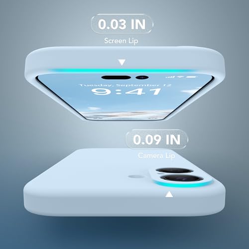 Image of Magnetic for iPhone 17 Case, Compatible with MagSafe, [Full Camera Protection][Screen Protector] Silicone Shockproof Protective Phone Case for iPhone 17 6.3 inch, Light Blue
