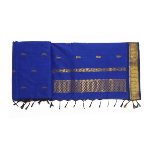 Image of Pure Kalyani Cotton Saree | Zari Border & Blouse Piece - Lata Gadwal Design | Traditional Saree