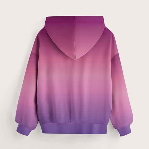 Cute Hoodies for Teen Girls Trendy Long Sleeve Oversized Hooded Sweatshirts Gradient Pullover Clothes 2-14 Years3
