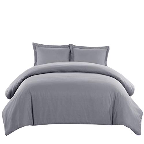 Review Royal Hotel's Solid Gray 550-Thread-Count 3pc King / Cal-King Duvet-Cover 100-Percent Cotton, Sateen Solid