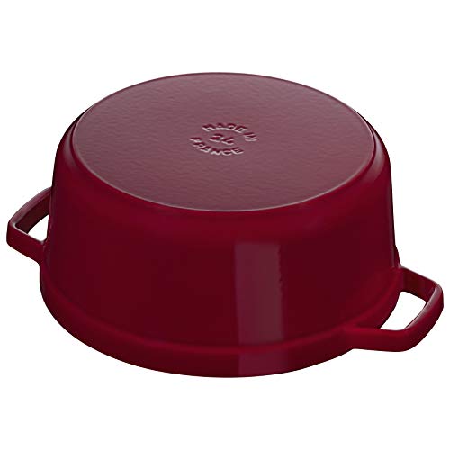 Image of STAUB La Cocotte 6.75L Enamel-Coated Round Cast Iron Cocotte with Nickel Knob Lid - All Cooktops, Made in France, Bordeaux