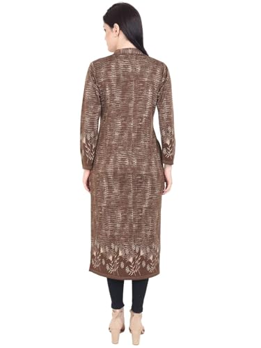 Image of Rosary Women's Winter Woolen Kurti Jacquard Straight Fit Ethnic Wear with 2 Side Pockets