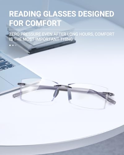 Image of TERAISE Rimless Reading Glasses Comfortable Lightweight Frameless Reader Men Women Blue Light Blocking Computer Eyeglasses