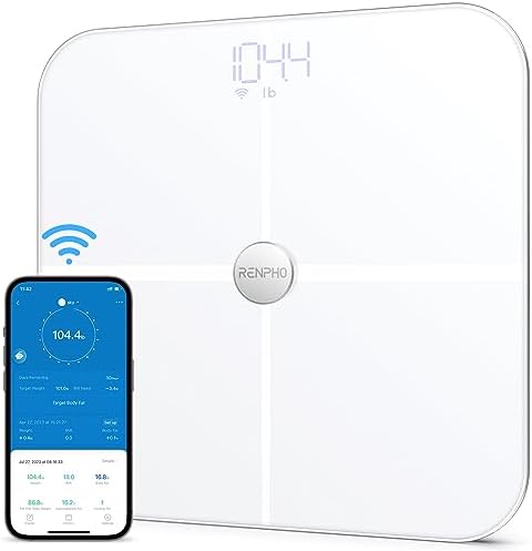 RENPHO Wi-Fi Scale for Body Weight, Bluetooth Digital Weight Scale, Smart Bathroom Scale Health Monitor, 13 Body Composition Analyzer with Smart App, White, Elis Aspire