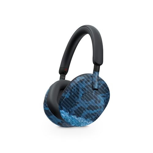 Image of MightySkins Carbon Fiber Skin Compatible with Sony WH-1000XM5 Headphones - Ocean Waves | Protective, Durable Textured Carbon Fiber Finish | Easy to Apply