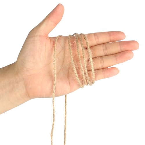 Image of KINGLAKE Natural Jute Twine String 656 Feet 2mm Twine for Crafts Gift Wrapping Christmas Packing String for Arts Decoration, Wedding, Gardening