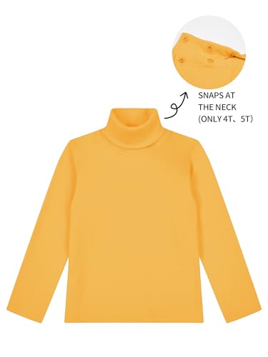 Image of Dreammonkey Girls Long Sleeve Turtleneck T-Shirt Kids Basic High Neck Casual Tee Tops | Size 4-13