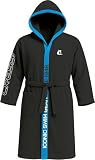 Cressi Accappatoio in Microfibra Morbido, ad Asciugatura Rapida, con Cappuccio e Tasche per Cintura, Ideale per Palestra, Piscina, Mare, casa e Viaggi, Unisex, M/L, Nero/Azzurro