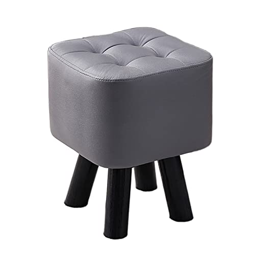 YFZNWHX Reposapiés Cuadrado con Patas De Madera para Muebles, Taburete Pequeño para Niños Y Adultos, Reposapiés Puf para Sillas, Taburete Acolchado para Sillas (Color : Grey, Size : 35X28X28CM)